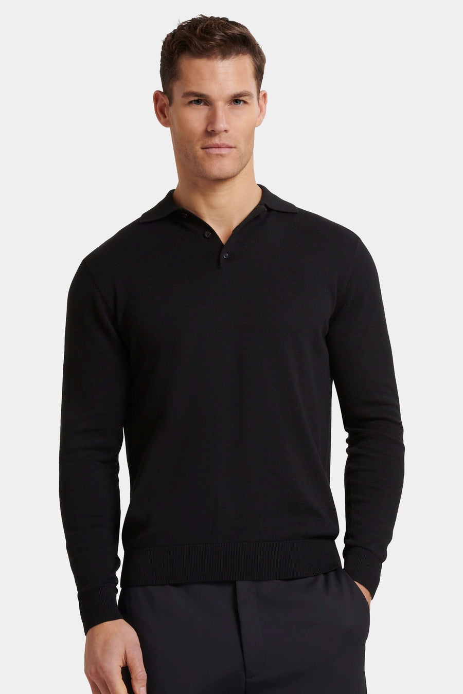 Men's Fine Gauge Knit Polo – Ribbed Collar with Three-Button Closure, Slim Fit, Lightweight 14-Gauge Knit