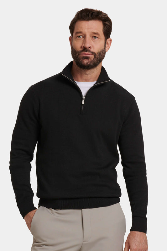 Men's Lightweight Fine Knit Quarter Zip Jumper – view 1