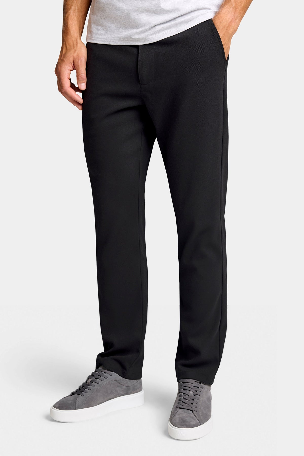 Severo Men's Slim Fit Stretch Twill Chinos – Elasticated Waistband, Hidden Phone Pocket