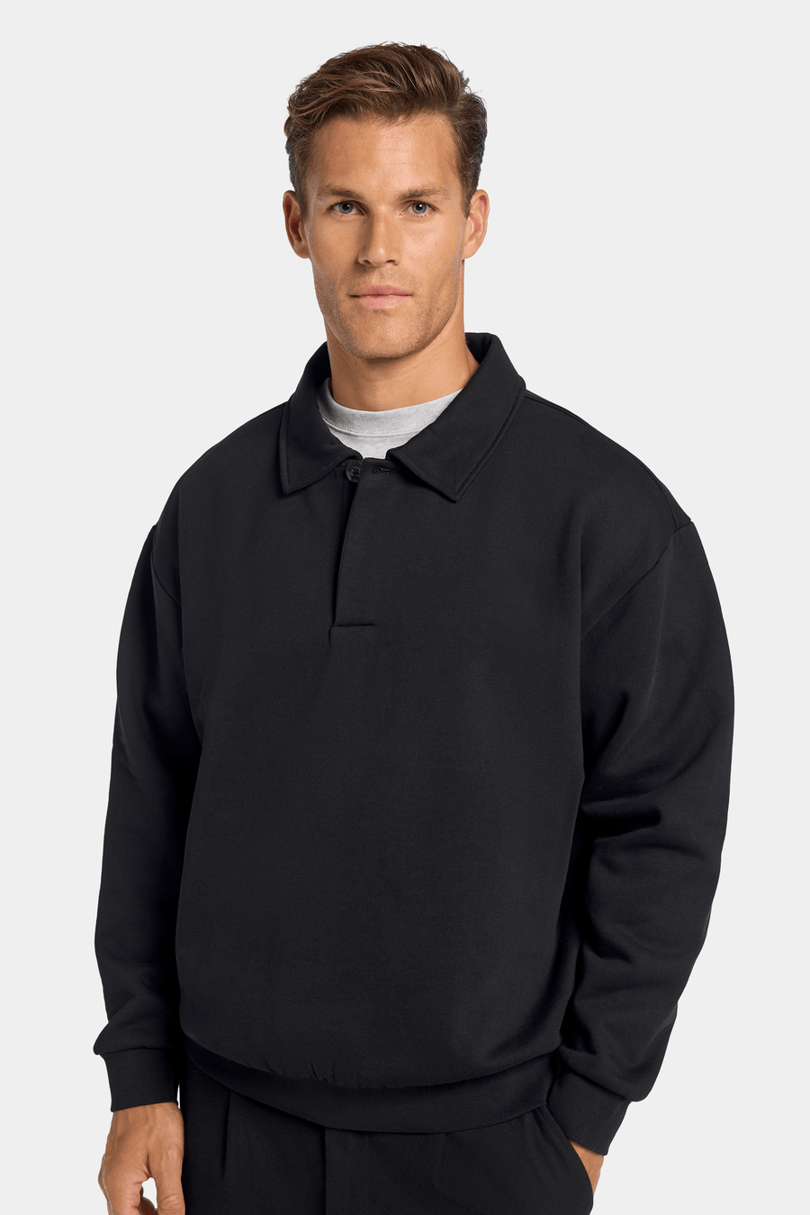 Milan Men's Oversized Polo Shirt – Heavyweight Brushed Cotton, Clean Polo Collar, Relaxed Fit