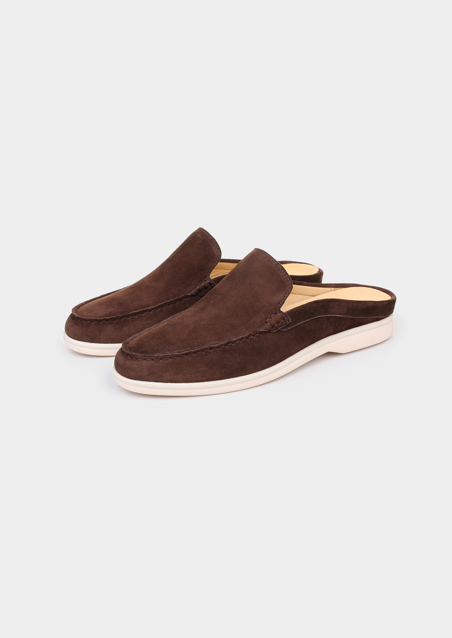 Marina Men's Warm-Weather Slip-On Loafers for Holidays Abroad – Soft Suede Slipper Upper, Rubber Sole | Coffee