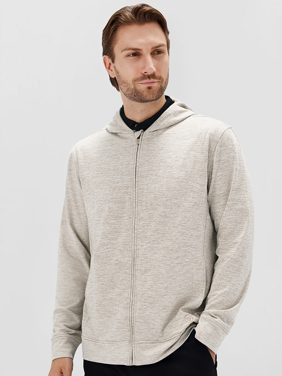 Men's Fleece-Lined Golf Hooded Jacket – Textured Finish, 4-Way Stretch, Moisture-Wicking Layer for Cool Rounds