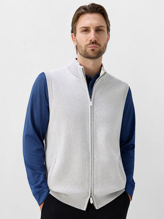 Men's Cotton Wool Blend Full-Zip Knitted Gilet – Heavyweight Warmth, Four-Way Stretch Knit
