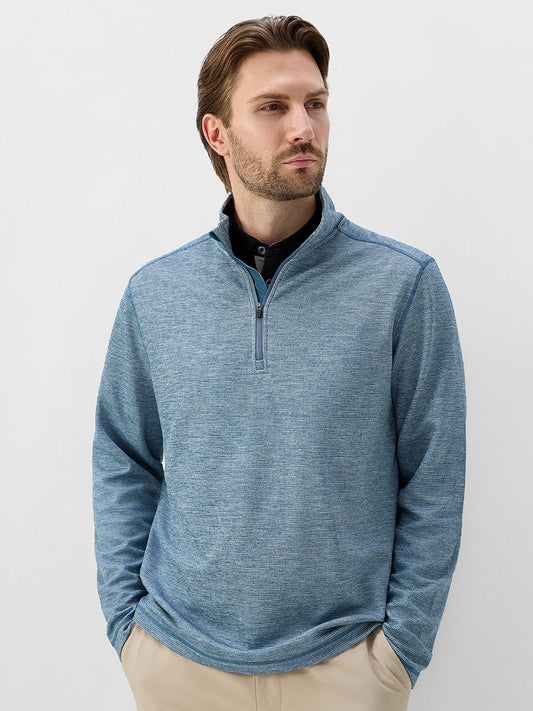 Men's Quick-Dry Textured Golf Quarter Zip Pullover – Lightweight Stretch, Moisture-Wicking and Breathable, Heather Shades