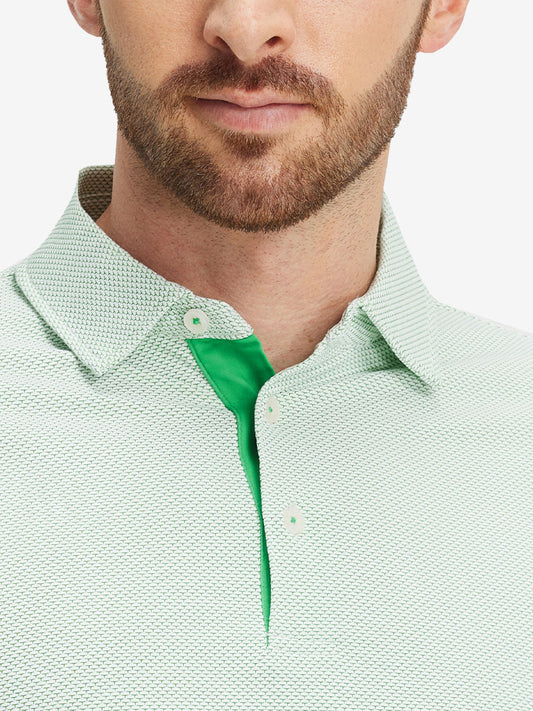 Men's Featherweight Jacquard Golf Polo Shirt – Quick-Dry Four-Way Stretch, Textured Jacquard Weave