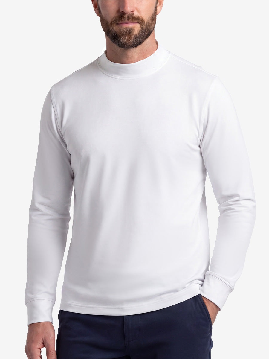 Men's Brushed Mock Neck Golf Base Layer Top – Four-Way Stretch, Moisture-Wicking, Slim Fit