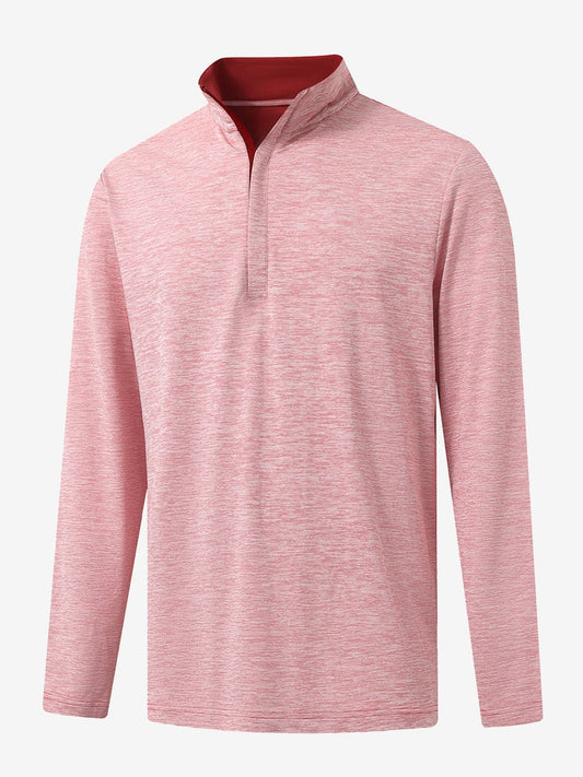 Men's Brushed Pinstripe Quarter Zip Pullover – Soft Stretch Fabric, Mock Neck, Lightweight Golf Layer