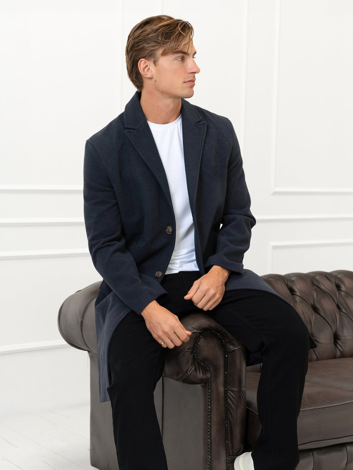 Knightsbridge Tailored Coat - Navy by SATRI & CO. – product view 6