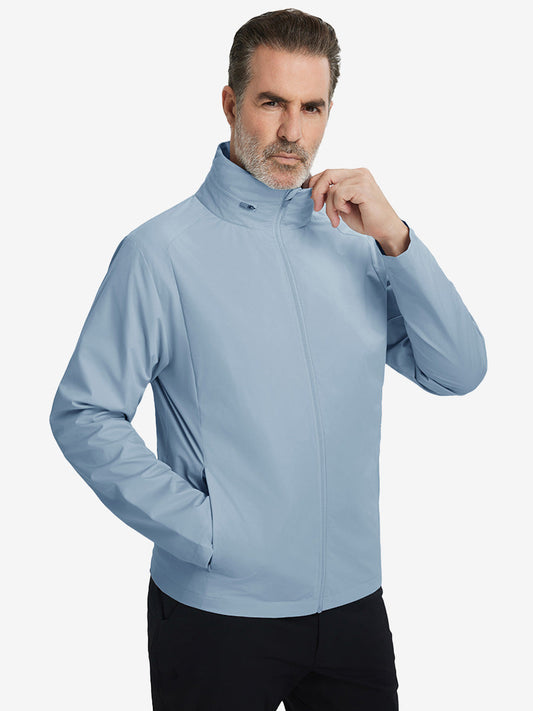 Men's Lightweight Water-Repellent Softshell Hooded Jacket – Wind-Resistant, Stowaway Hood, Multiple Pockets