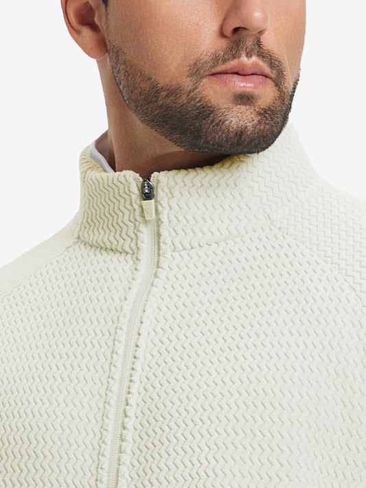 Men's Lightweight Wave-Texture Fleece Jacket – Stand Collar, Warmth Without Bulk, Wrinkle-Resistant Tailored Lines