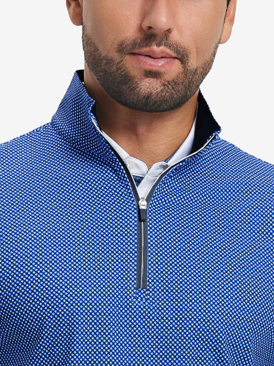 Men's Printed Lightweight Quarter Zip Pullover – Stretch Moisture-Wicking Knit with Zip Guard | Wave, Plaid and Houndstooth Prints