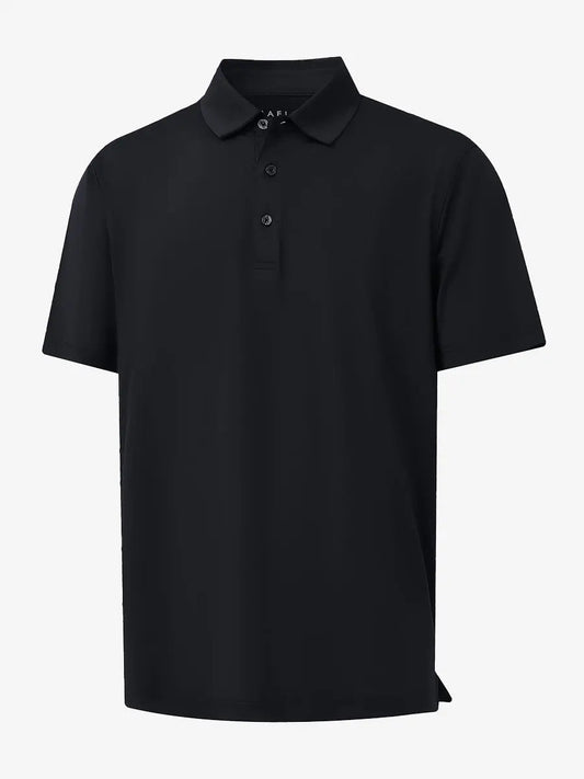 Men's Solid Jersey Golf Polo Shirt – Breathable Moisture-Wicking Four-Way Stretch, Quick-Dry Fabric