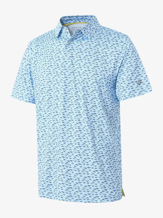 Men's Printed Performance Golf Polo Shirt – Quick-Dry Four-Way Stretch Fabric, Playful All-Over Prints