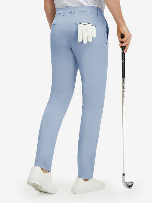 Men's Slim Fit Stretch Cotton Blend Golf Trousers – Five Pockets, Quick-Dry Fabric, Anti-Slip Waistband