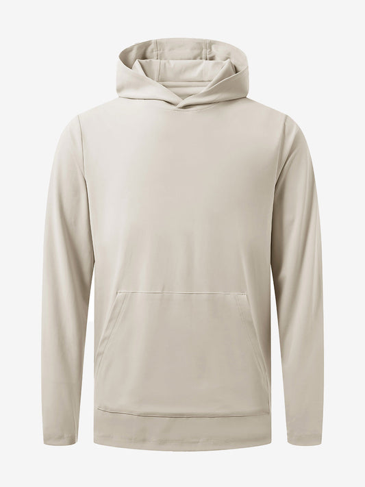 Men's Lightweight Quick-Dry Stretch Hoodie – UPF 50+ Fabric, Moisture-Wicking, Curved Hem, Kangaroo Pocket