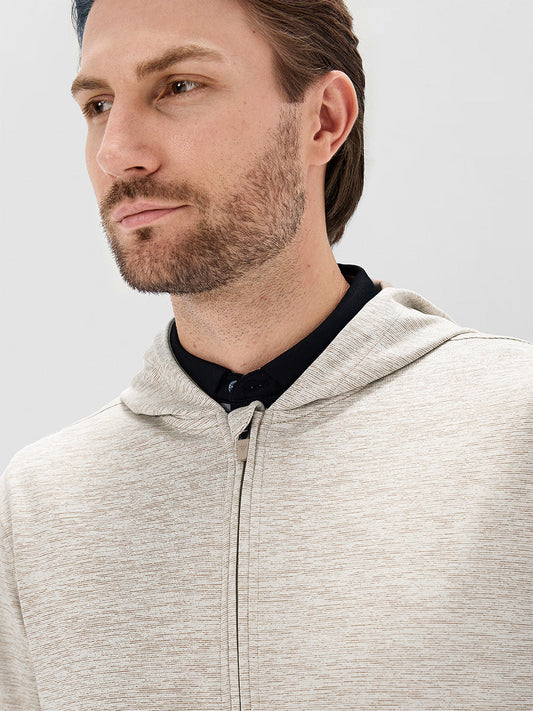 Men's Fleece-Lined Golf Hooded Jacket – Textured Finish, 4-Way Stretch, Moisture-Wicking Layer for Cool Rounds