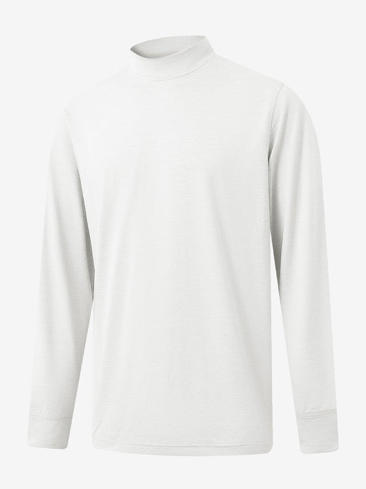 Men's Long Sleeve Mock Turtleneck Shirt – Moisture-Wicking 4-Way Stretch, Breathable Layering Top