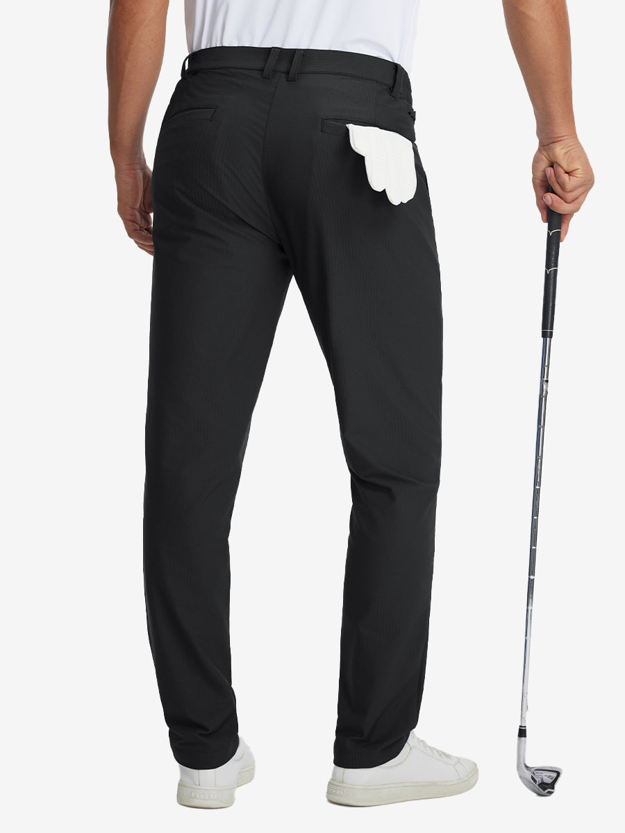 Men's Lightweight Flat Front Stretch Trousers – Quick-Dry Breathable Fabric, Water-Repellent Finish, Classic Fit