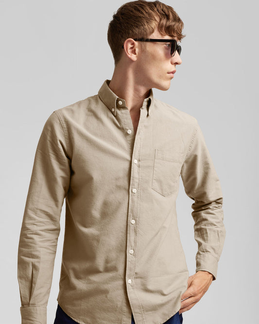 Men's Organic Cotton Oxford Shirt – Button-Down Collar, Slim Fit with Chest Pocket | Hunter Green
