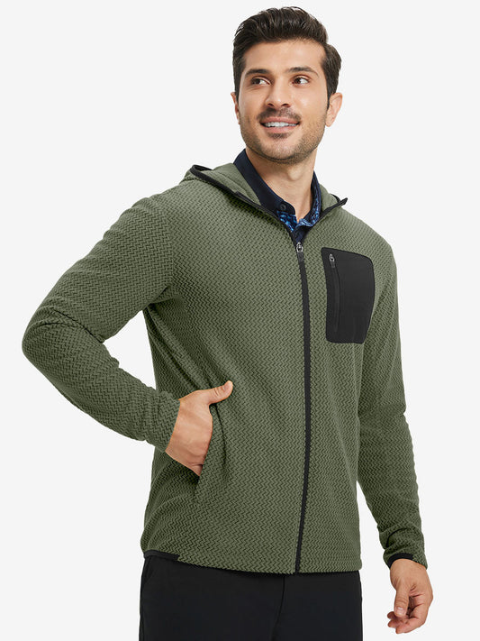 Men's Full Zip Double-Sided Fleece Hooded Jacket – Elastic Trim at Hood, Cuffs and Hem, Warm Without Bulk