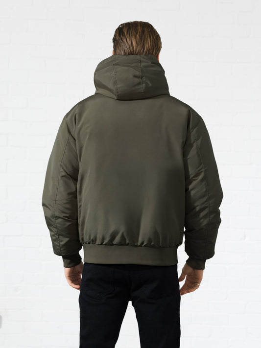 Layton Hooded Jacket - Khaki Green by SATRI & CO. – product view 2