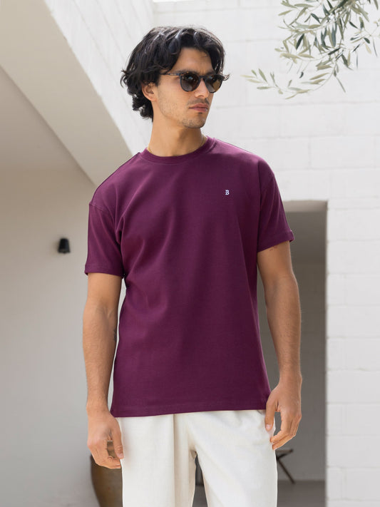 Conrad Relaxed Anchor T-Shirt - Burgundy by SATRI & CO. – product view 2