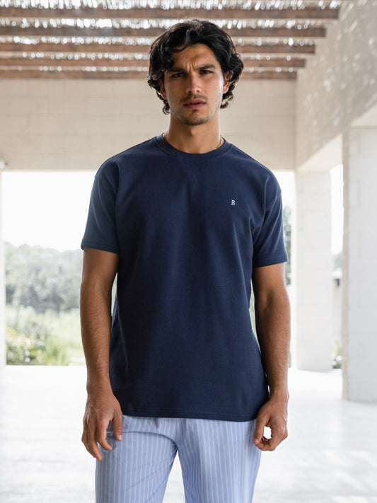 Conrad Relaxed Anchor T-Shirt - True Navy by SATRI & CO. – product view 2