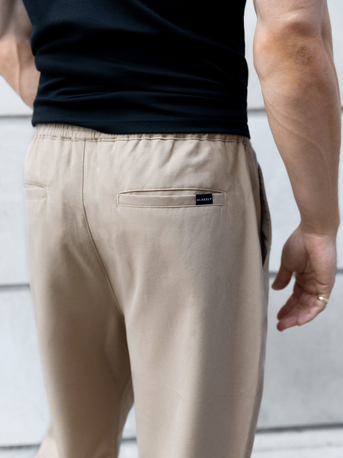 Anston Men's Stretch Slim Fit Chinos in Tan – view 4