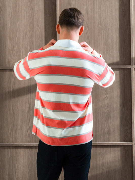 Stanley Stripe Rugby Shirt - Orange Mix by SATRI & CO. – product view 2