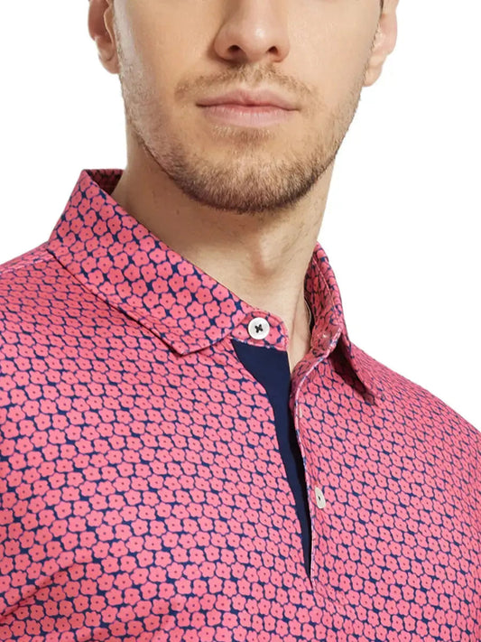 Men's Printed Jersey Golf Polo Shirt – Quick-Dry Stretch Fabric, Moisture-Wicking, UPF 30+ | Floral and Graphic Prints