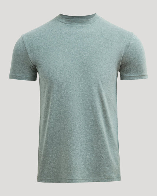 Men's Cotton Blend Jersey Classic Crew Neck T-Shirt – Contemporary Athletic Cut, Tagless Neck | Heather Balsam