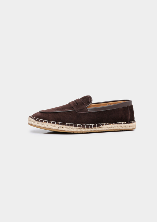 Men's Suede Penny Espadrilles in Coffee – view 2