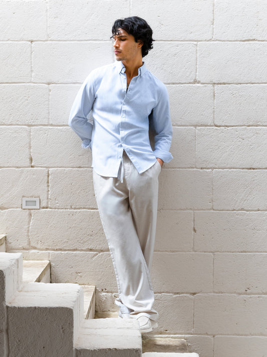 Jude Relaxed Linen Trousers - Light Beige by SATRI & CO. – product view 2