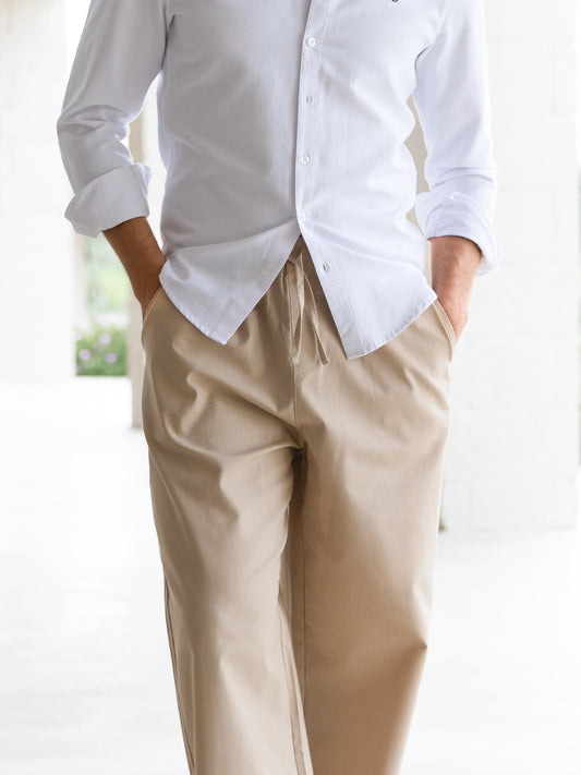Jude Relaxed Linen Trousers - Tan by SATRI & CO. – product view 2