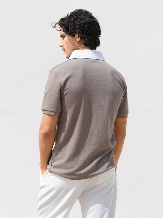 Ander Relaxed Polo Shirt - Brown by SATRI & CO. – product view 2