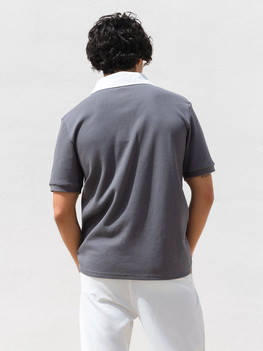 Ander Relaxed Polo Shirt - Grey by SATRI & CO. – product view 2