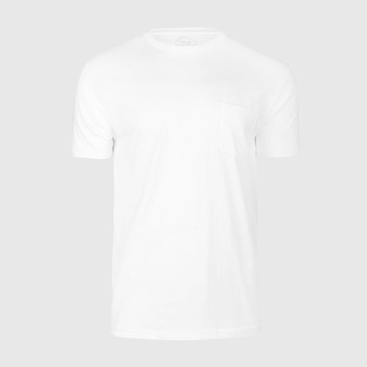 Men's Cotton Blend Pocket Crew Neck T-Shirt – Chest Pocket, Contemporary Athletic Fit | White