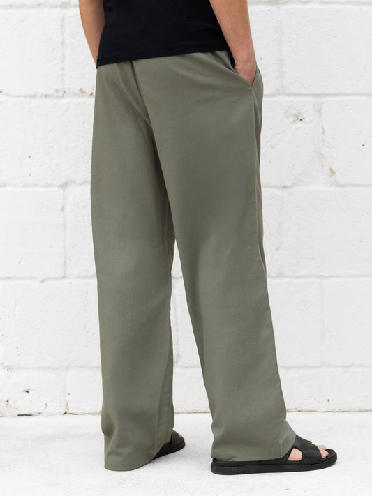 Freddie Relaxed Linen Trousers - Khaki by SATRI & CO. – product view 2