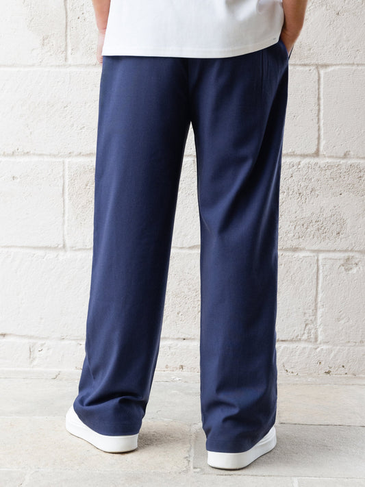 Freddie Relaxed Linen Trousers - Navy by SATRI & CO. – product view 2