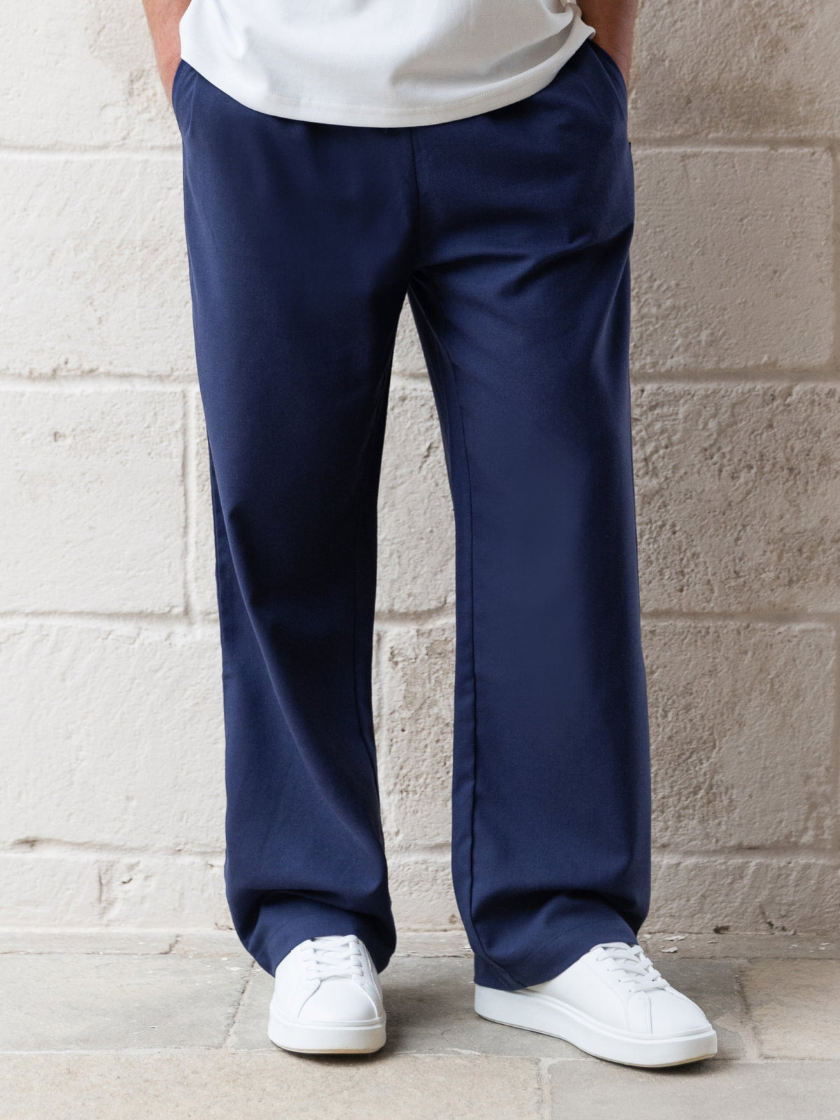 Freddie Men's Relaxed Linen Blend Trousers – Drawstring Waist, Soft Lightweight Fabric | Navy
