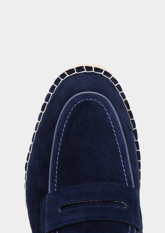 Men's Suede Penny Espadrilles in Navy Blue – view 2