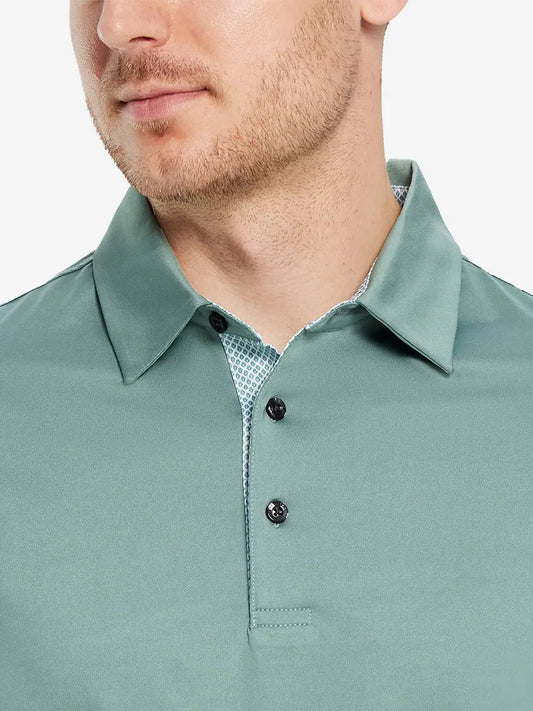 Men's Everyday Solid Golf Polo Shirt – Quick-Dry Stretch Jersey, Contrast Collar Print | 12 Rich and Classic Colours