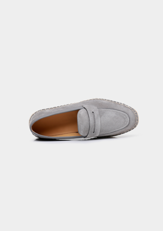 Men's Suede Penny Espadrilles in Light Grey – view 2
