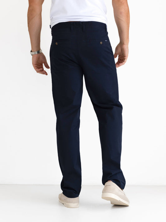 Relaxed Stretch Chinos - Navy by SATRI & CO. – product view 2