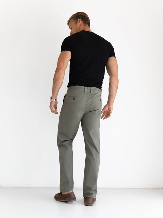 Relaxed Stretch Chinos - Safari Green by SATRI & CO. – product view 2