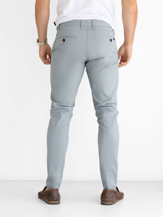 Men's Stretch Cotton Slim Fit Chinos in Light Grey – view 2
