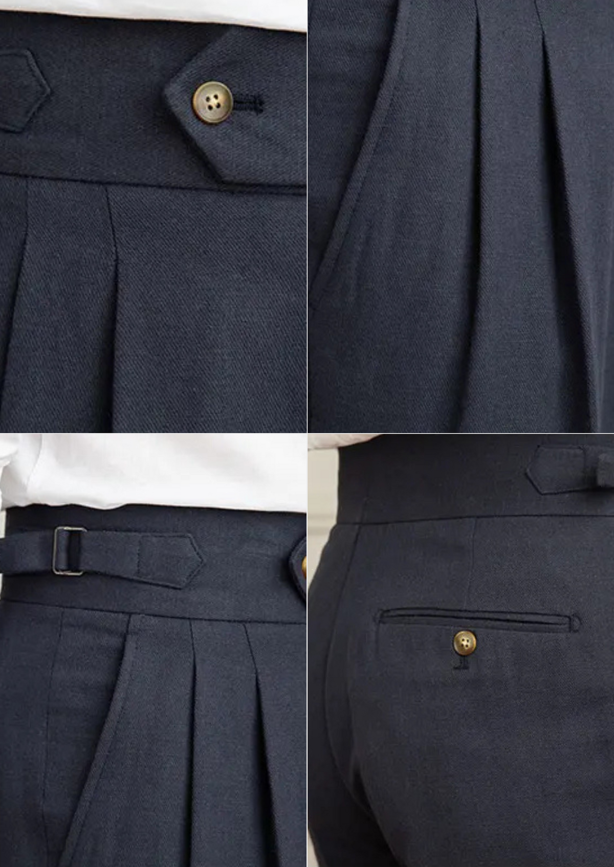 Napoli Men's Pleated Trousers in Navy Blue – view 3