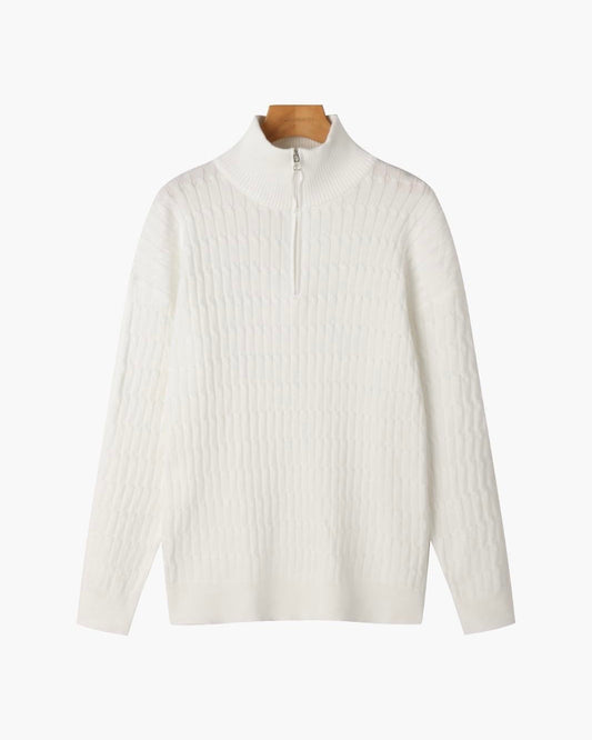 Gwangju Men's Cotton Cable Knit Half Zip Jumper – view 2