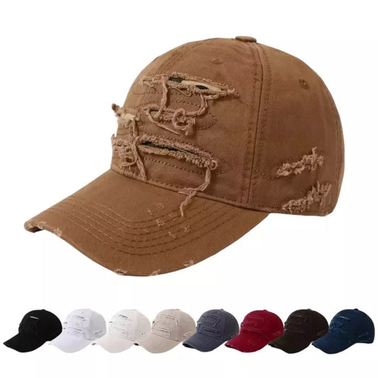 Aberdeen Men's Ripped Organic Cotton Baseball Cap – Distressed Finish, 100% Organic Cotton, Adjustable Fit
