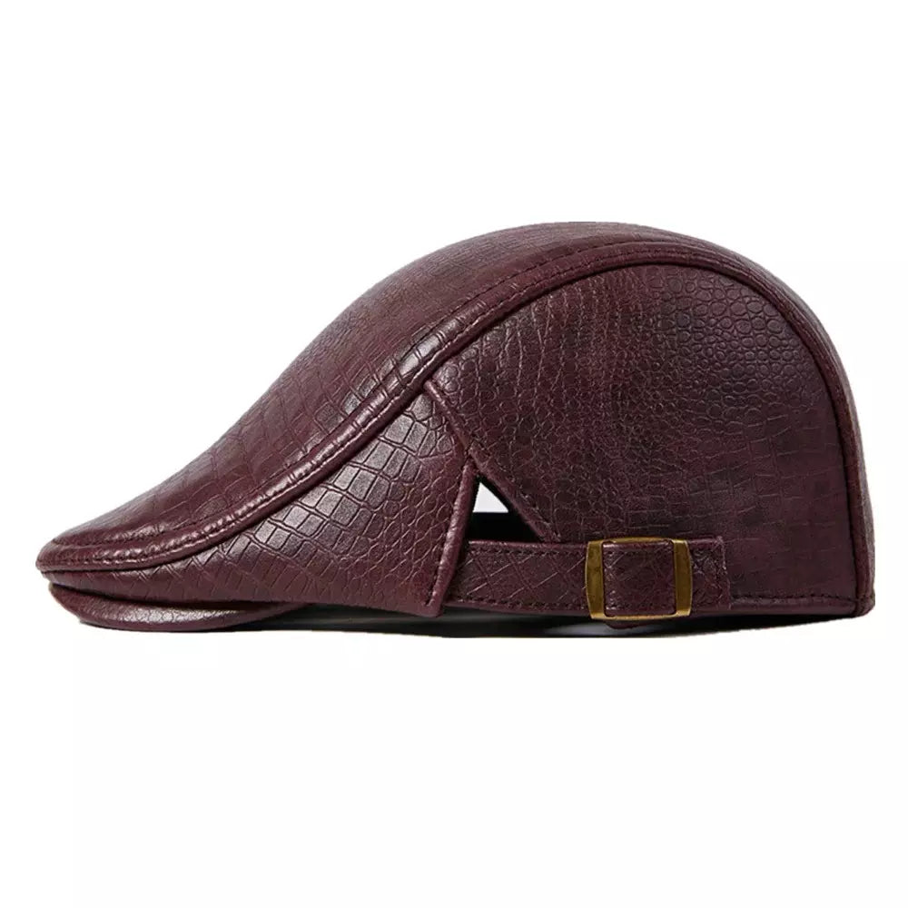 Aberdeen Men's Genuine Leather Duckbill Flat Cap – Sheepskin Leather, Three Sizes from 54 to 61 cm